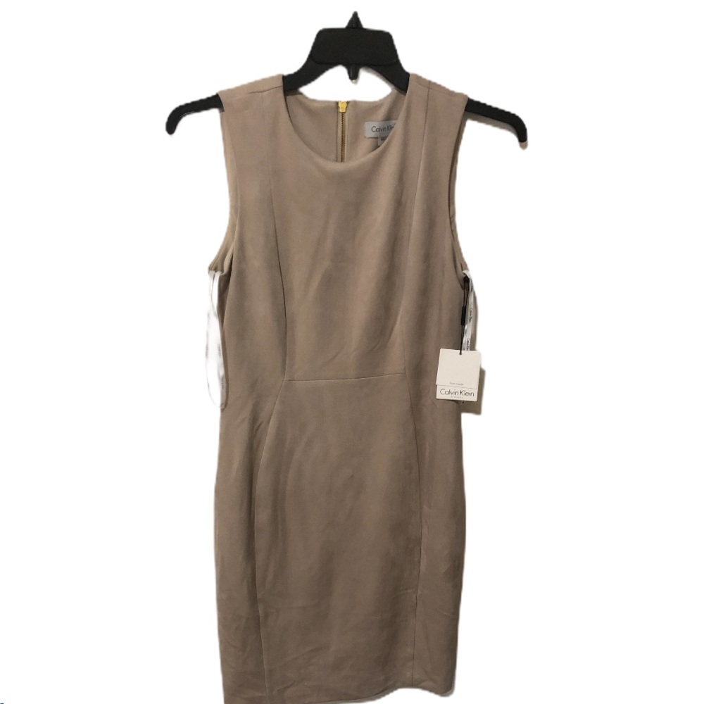 Calvin Klein faux suede tan dress